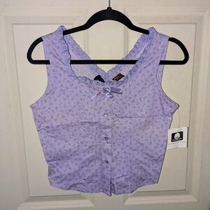 Vintage Purple Route 66 Cotton Floral Shirt Top